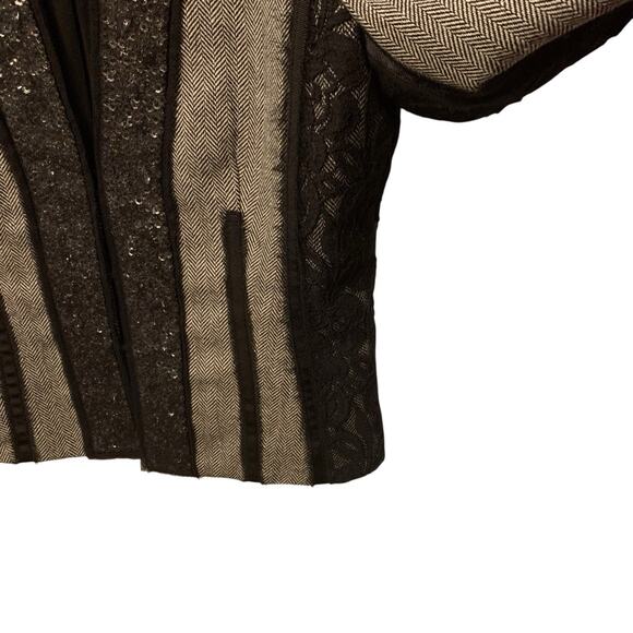 WHBM Women’s Herringbone Sequin Lace Blazer Jacket Size 4 EUC - Picture 3 of 11